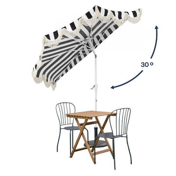 Beverly 9 ft. Designer Classic Scalloped Fringe Half Market Patio Umbrella
